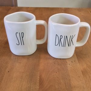 Rae Dunn SIP and DRINK mugs